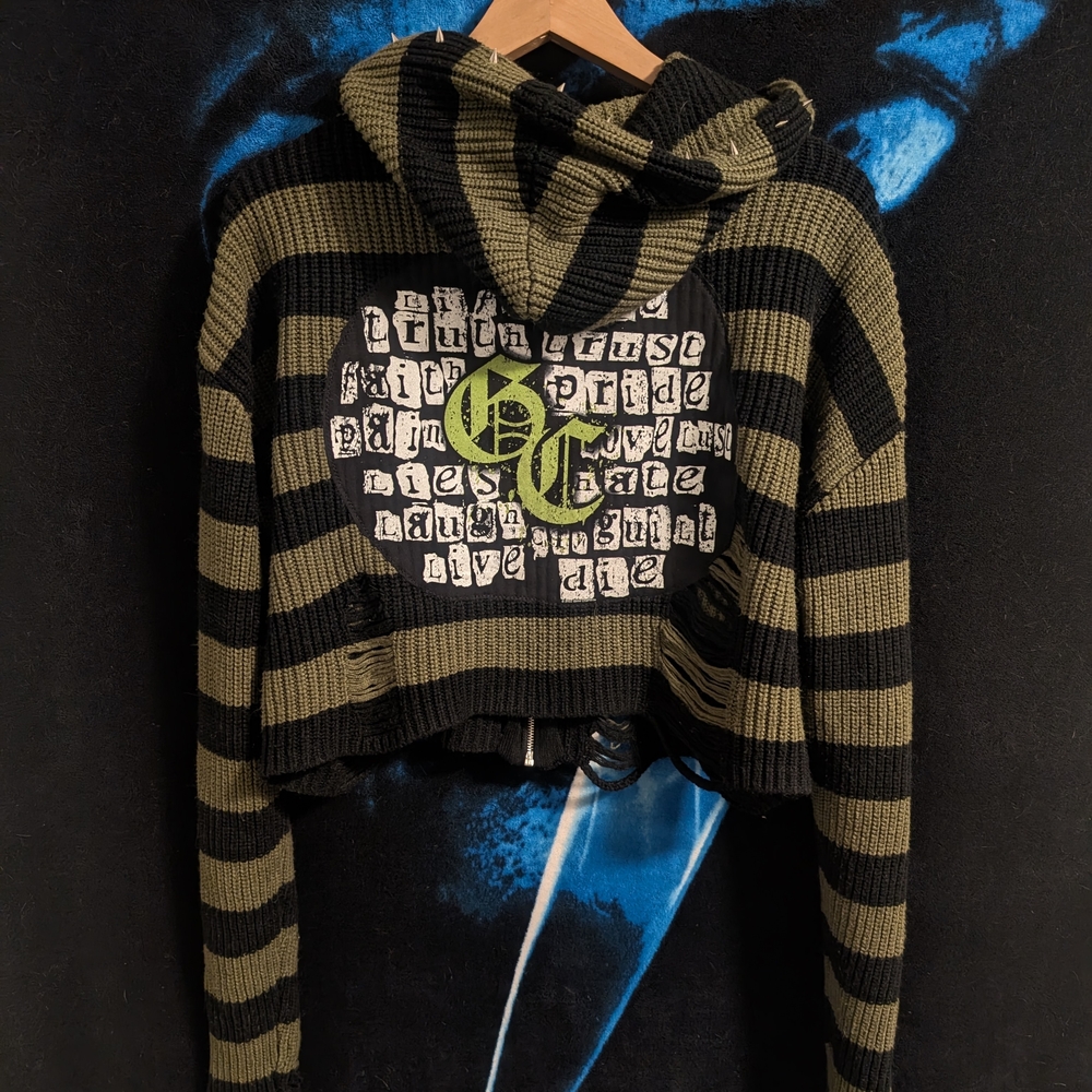 Custom Sewn "Good Charlotte" Cropped Zip Up Hoodie